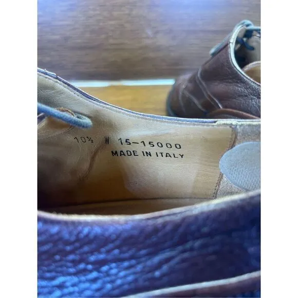 Johnston &amp; Murphy Brown Cap Toe Oxfords Italy Mens 10.5 W