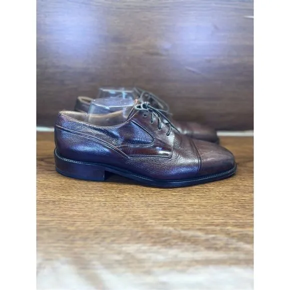 Johnston &amp; Murphy Brown Cap Toe Oxfords Italy Mens 10.5 W