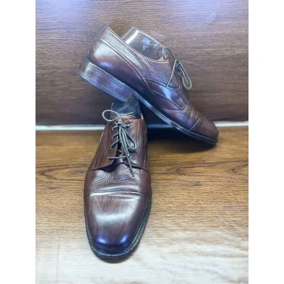 Johnston &amp; Murphy Brown Cap Toe Oxfords Italy Mens 10.5 W
