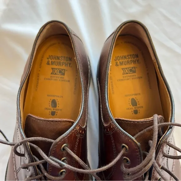 Johnston &amp; Murphy Brown Leather Oxford Style Dress Shoes Men’s Sz 10