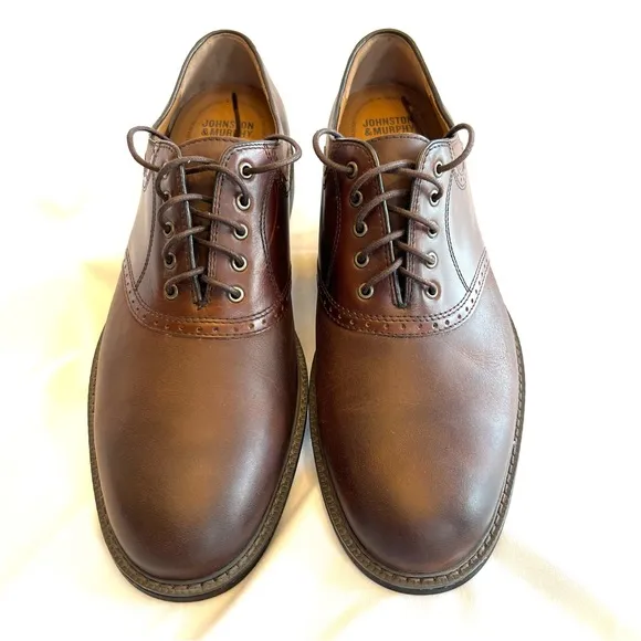 Johnston &amp; Murphy Brown Leather Oxford Style Dress Shoes Men’s Sz 10