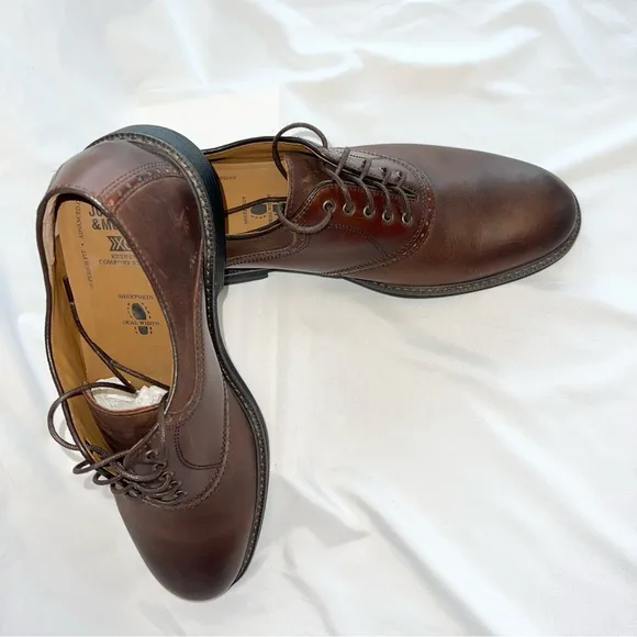 Johnston &amp; Murphy Brown Leather Oxford Style Dress Shoes Men’s Sz 10