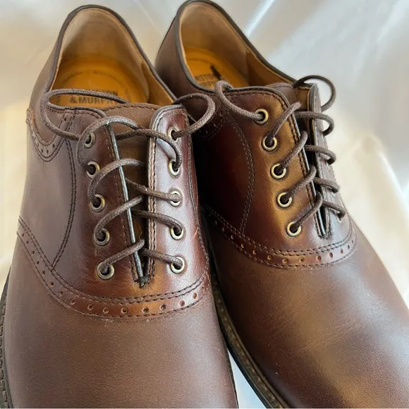 Johnston &amp; Murphy Brown Leather Oxford Style Dress Shoes Men’s Sz 10