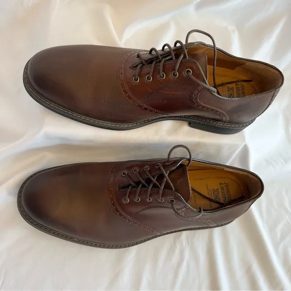 Johnston &amp; Murphy Brown Leather Oxford Style Dress Shoes Men’s Sz 10