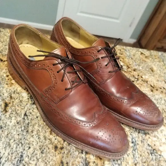 JOHNSTON &amp; MURPHY BROWN LEATHER WINGTIP OXFORDS size 9 M