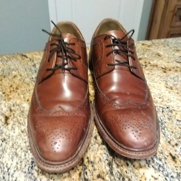 JOHNSTON &amp; MURPHY BROWN LEATHER WINGTIP OXFORDS size 9 M