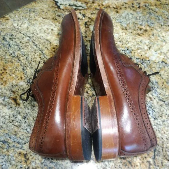 JOHNSTON &amp; MURPHY BROWN LEATHER WINGTIP OXFORDS size 9 M
