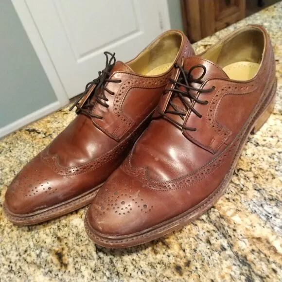 JOHNSTON &amp; MURPHY BROWN LEATHER WINGTIP OXFORDS size 9 M