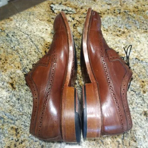 JOHNSTON &amp; MURPHY BROWN LEATHER WINGTIP OXFORDS size 9 M