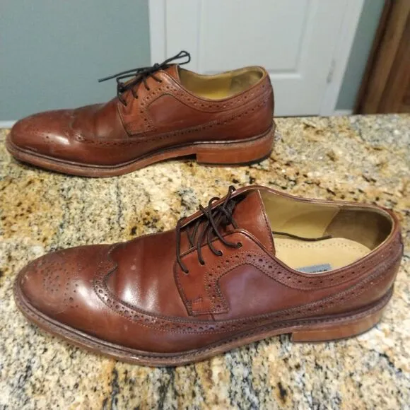 JOHNSTON &amp; MURPHY BROWN LEATHER WINGTIP OXFORDS size 9 M