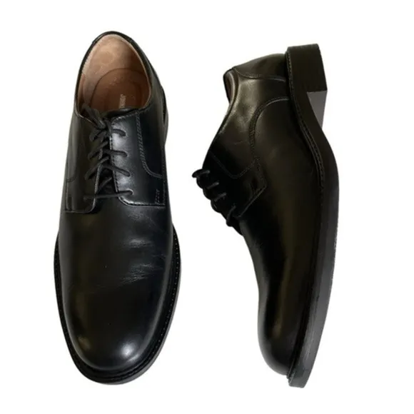 JOHNSTON &amp; MURPHY CARLSON BLACK PLAIN-TOE DERBY OXFORDS SIZE 11.5
