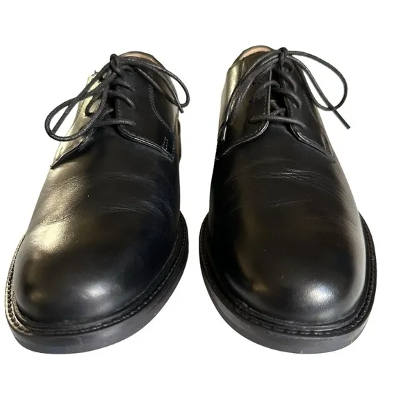 JOHNSTON &amp; MURPHY CARLSON BLACK PLAIN-TOE DERBY OXFORDS SIZE 11.5