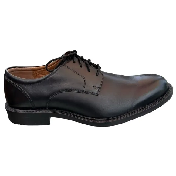 JOHNSTON &amp; MURPHY CARLSON BLACK PLAIN-TOE DERBY OXFORDS SIZE 11.5