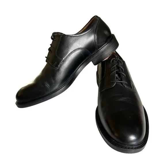 JOHNSTON &amp; MURPHY CARLSON BLACK PLAIN-TOE DERBY OXFORDS SIZE 11.5