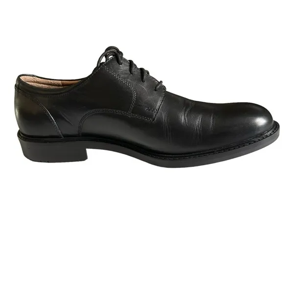 JOHNSTON &amp; MURPHY CARLSON BLACK PLAIN-TOE DERBY OXFORDS SIZE 11.5