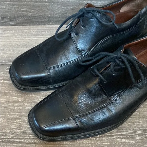 Johnston &amp; Murphy Dobson Mens Black Leather Cap Toe Oxfords Dress Shoes Size 9