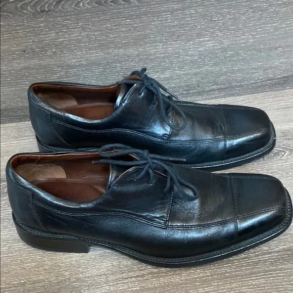 Johnston &amp; Murphy Dobson Mens Black Leather Cap Toe Oxfords Dress Shoes Size 9