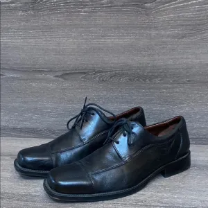 Johnston &amp; Murphy Dobson Mens Black Leather Cap Toe Oxfords Dress Shoes Size 9