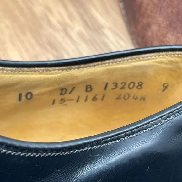 Johnston &amp; Murphy Heritage Oxfords Mens 10D Black Leather Cap Toe Dress Shoe USA