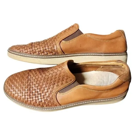 Johnston &amp; Murphy Leather Slip Ons Mens 10.5 Brown Comfort