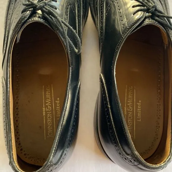 Johnston &amp; Murphy Limited Men’s Black Wingtip Leather Oxfords 9 1/2. Made in USA