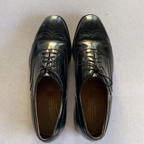 Johnston &amp; Murphy Limited Men’s Black Wingtip Leather Oxfords 9 1/2. Made in USA