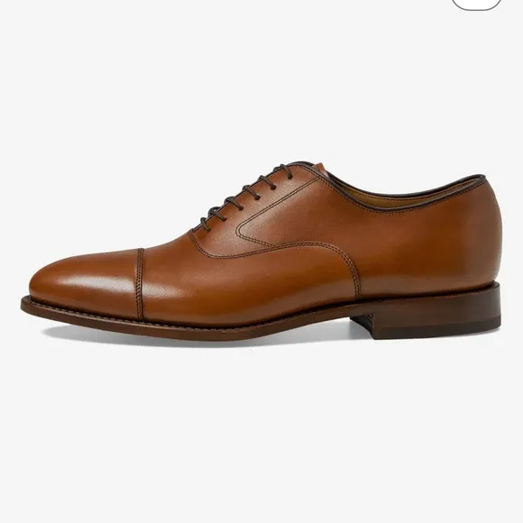 Johnston &amp; Murphy Men 10.5 Tan Italian Leather Melton Cap Toe Oxfords Orig $190