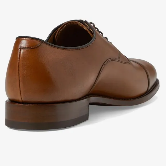 Johnston &amp; Murphy Men 10.5 Tan Italian Leather Melton Cap Toe Oxfords Orig $190