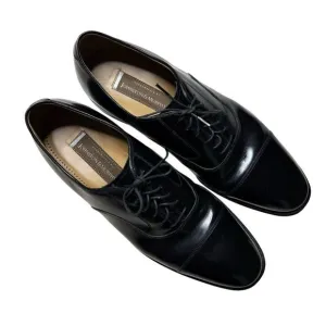 Johnston &amp; Murphy Men's Black Melton Oxfords Cap Toe Leather Shoes Size 10