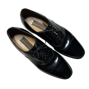 Johnston &amp; Murphy Men's Black Melton Oxfords Cap Toe Leather Shoes Size 10