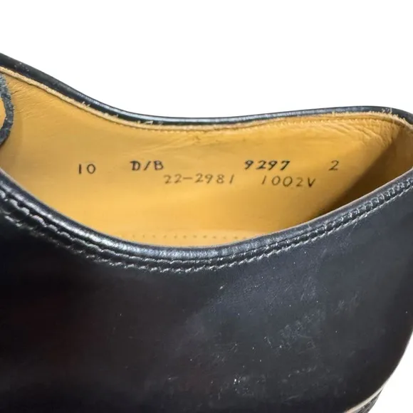Johnston &amp; Murphy Men's Black Melton Oxfords Cap Toe Leather Shoes Size 10
