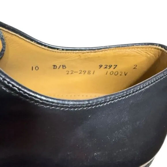 Johnston &amp; Murphy Men's Black Melton Oxfords Cap Toe Leather Shoes Size 10