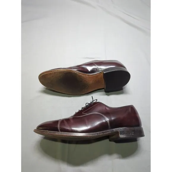Johnston &amp; Murphy Mens Cap Round Toe Oxfords Mahogany Leather USA Made Size 12