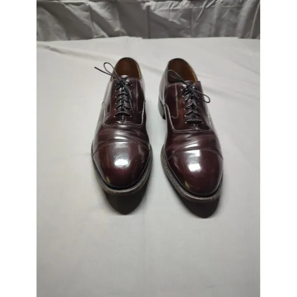 Johnston &amp; Murphy Mens Cap Round Toe Oxfords Mahogany Leather USA Made Size 12