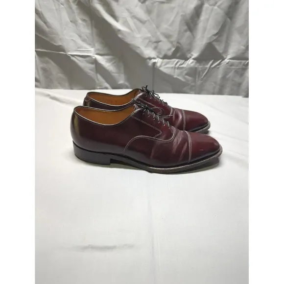 Johnston &amp; Murphy Mens Cap Round Toe Oxfords Mahogany Leather USA Made Size 12
