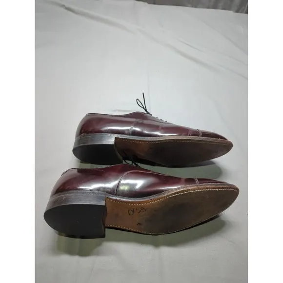 Johnston &amp; Murphy Mens Cap Round Toe Oxfords Mahogany Leather USA Made Size 12