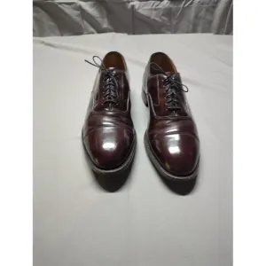 Johnston &amp; Murphy Mens Cap Round Toe Oxfords Mahogany Leather USA Made Size 12