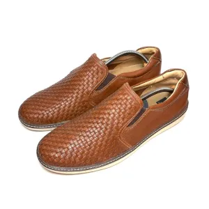 Johnston &amp; Murphy Men's Cognac Sheepskin Woven Trainers | 11W