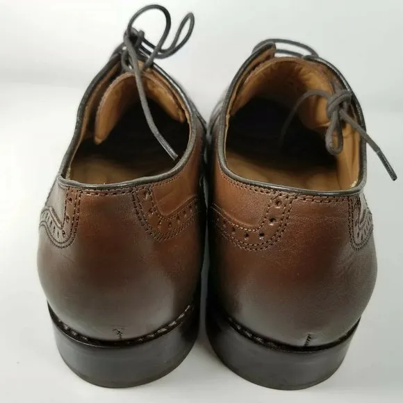 Johnston &amp; Murphy Mens shoes oxfords Halford brown leather Cap-Toe sz 8 new