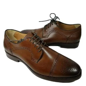 Johnston &amp; Murphy Mens shoes oxfords Halford brown leather Cap-Toe sz 8 new