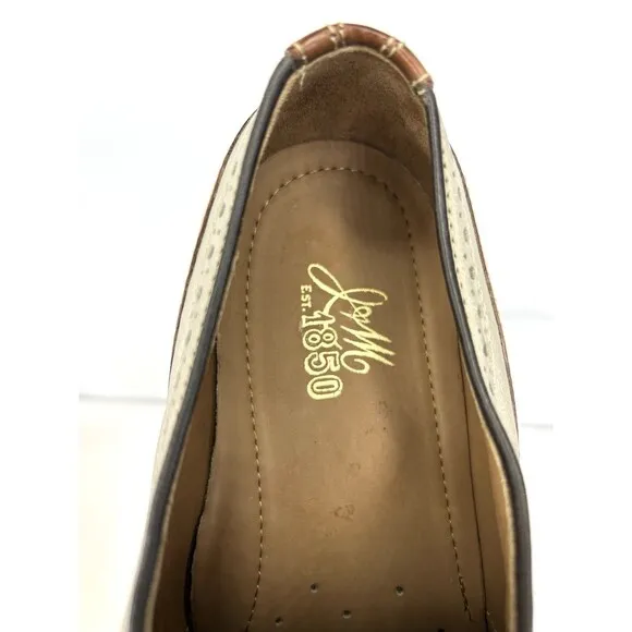 Johnston &amp; Murphy Mens Wingtip Oxfords 11.5 M Brown Leather Dress Shoes Two Tone