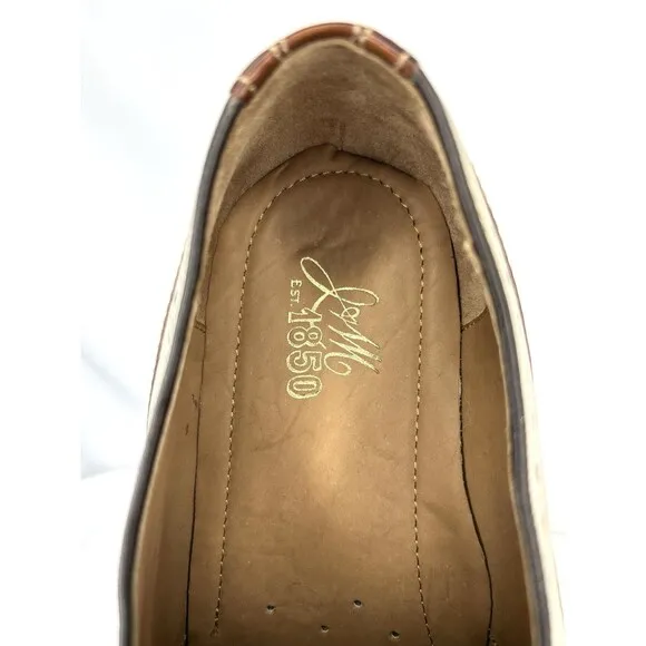 Johnston &amp; Murphy Mens Wingtip Oxfords 11.5 M Brown Leather Dress Shoes Two Tone