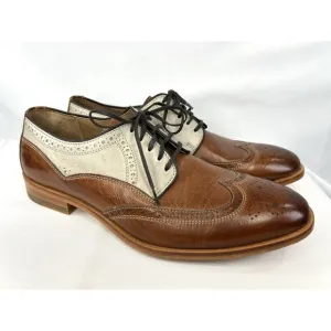 Johnston &amp; Murphy Mens Wingtip Oxfords 11.5 M Brown Leather Dress Shoes Two Tone