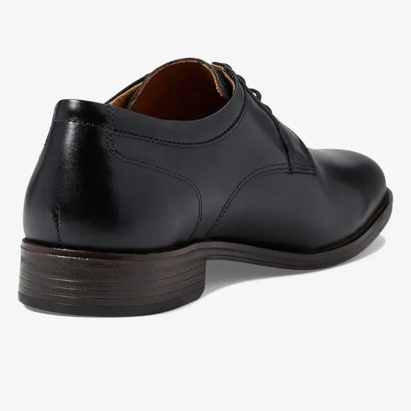 Johnston &amp; Murphy NIB 10 Black Lewis Lace Up Oxfords Leather Shoe Plain Toe