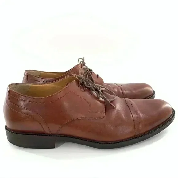 Johnston &amp; Murphy signature series mens Oxfords size 11 brown leather cap toe