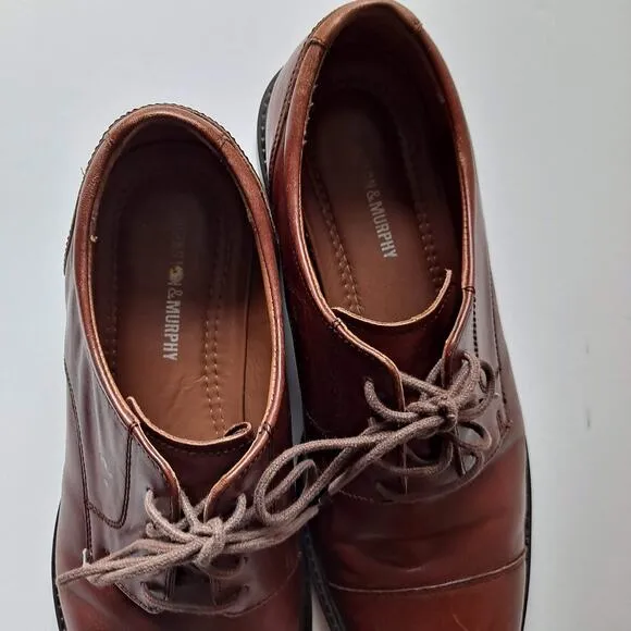 Johnston &amp; Murphy Tabor Lace Up Cap Toe Leather Oxford Shoes Brown Mens Siz 11.5