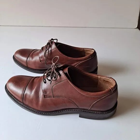 Johnston &amp; Murphy Tabor Lace Up Cap Toe Leather Oxford Shoes Brown Mens Siz 11.5