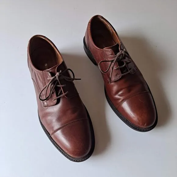 Johnston &amp; Murphy Tabor Lace Up Cap Toe Leather Oxford Shoes Brown Mens Siz 11.5
