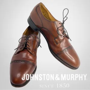 Johnston &amp; Murphy Tan Tumbled Full Grain Hawthorn Cap Toe