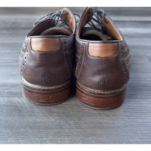 Johnston &amp; Murphy Warner Wingtip Oxfords Size 9.5 Leather Suede Two Tone Shoes